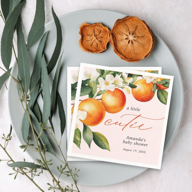 Little Cutie Orange Clementine Baby Shower Napkin (Creator Uploaded)