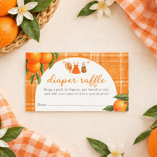 Little Cutie Orange Clothesline Diaper Raffle Enclosure Card