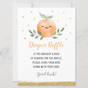 Little Cutie Orange Diaper Raffle Game Invitation