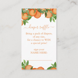 Little Cutie Orange Diaper Raffle Ticket Enclosure Card