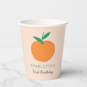 Little Cutie Orange First Birthday Paper Cups
