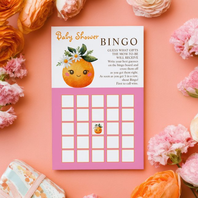 Little Cutie Orange Fruit Baby Shower BINGO Game (Creator Uploaded)