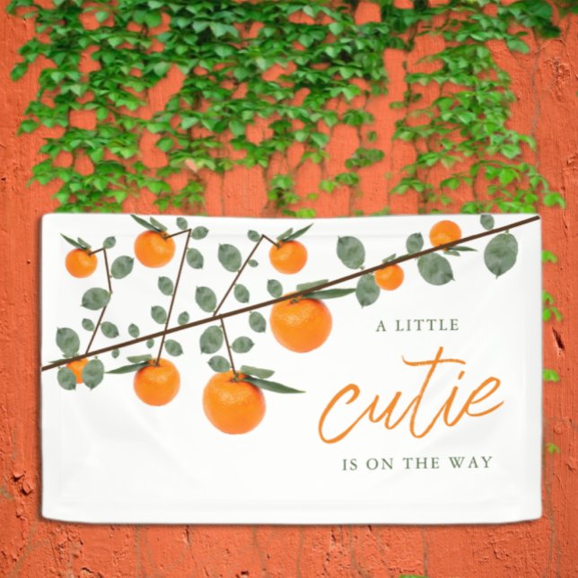 Little Cutie Orange Gender Neutral Baby Shower Banner (Creator Uploaded)