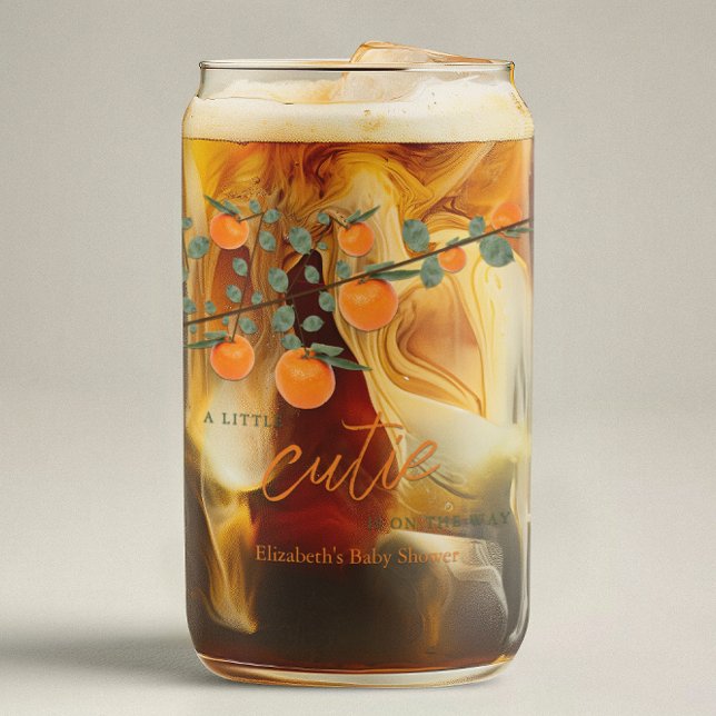 Little Cutie Orange Gender Neutral Baby Shower Can Glass (Creator Uploaded)