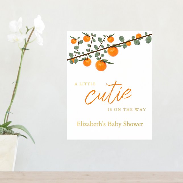 Little Cutie Orange Gender Neutral Baby Shower Foil Prints (In Situ (Entry Table))