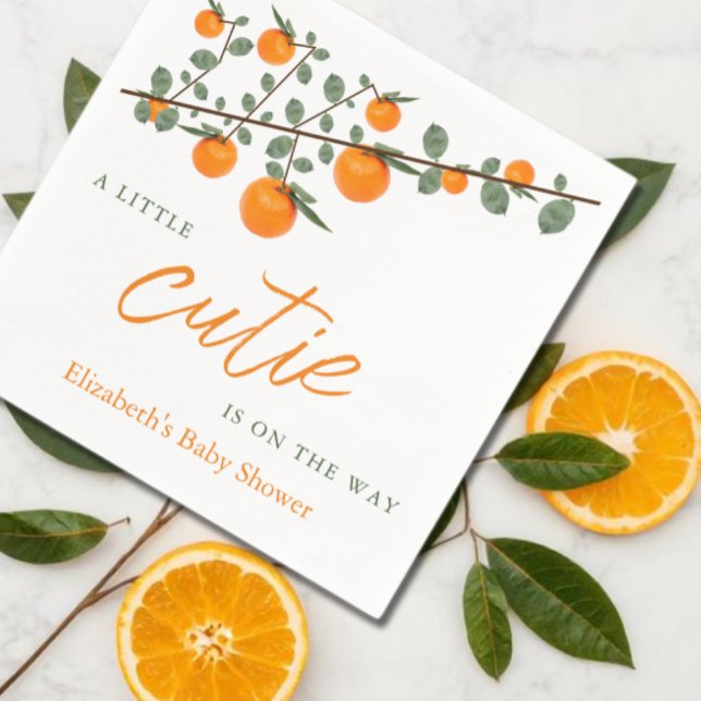 Little Cutie Orange Gender Neutral Baby Shower Napkin (Creator Uploaded)