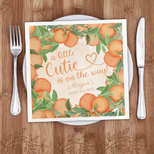 Little Cutie Orange Gender Neutral Baby Shower Napkin