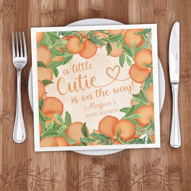 Little Cutie Orange Gender Neutral Baby Shower Napkin (Creator Uploaded)