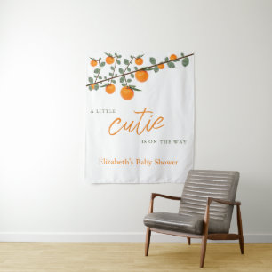 Little Cutie Orange Gender Neutral Baby Shower Tapestry