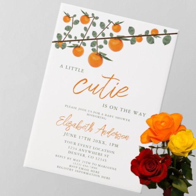 Little Cutie Orange Gender Neutral Baby Shower Vellum Invitations (Creator Uploaded)