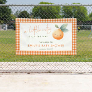 Little Cutie Orange Gingham Welcome Baby Shower Banner