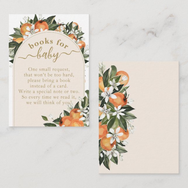 Little cutie Orange grenery boho Baby Shower book  Enclosure Card (Front/Back)