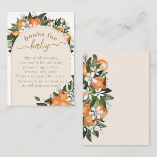 Little cutie Orange grenery boho Baby Shower book Enclosure Card