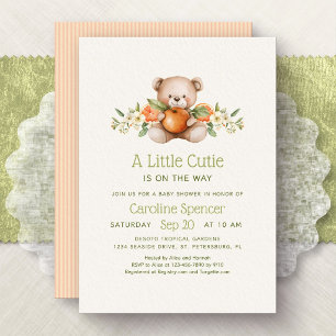 Little Cutie Orange Minimalist Baby Shower Invitation