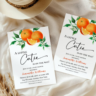 Little Cutie Orange Neutral Citrus Baby Shower Invitation