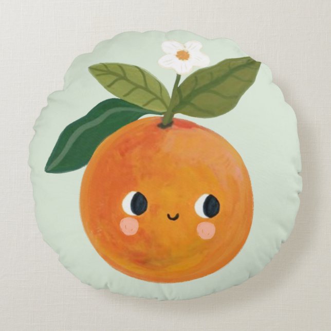 Little Cutie Orange Nursery Baby  Round Cushion (Front)