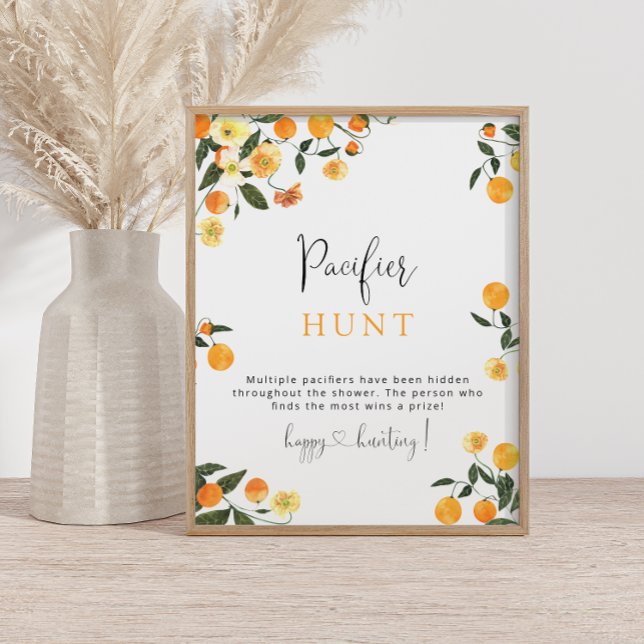Little Cutie Orange Pacifier Hunt Baby Shower Game Poster (Creator Uploaded)