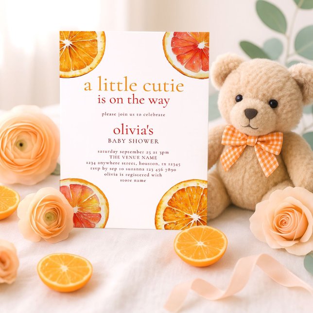 Little Cutie Orange Slices Girl Baby Shower  Invitation (Creator Uploaded)