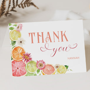 Little Cutie Orange Summer Baby Shower Thank You Card