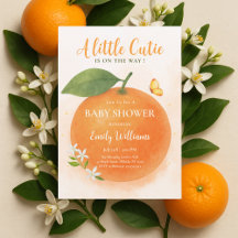 Little Cutie Orange Watercolor Baby Shower
