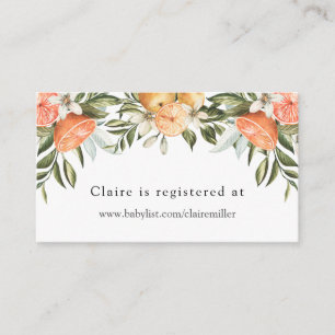 Little Cutie Oranges Baby Shower Registry Enclosure Card