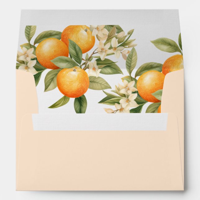 Little cutie oranges citrus invitation 5x7 envelope (Back (Bottom))