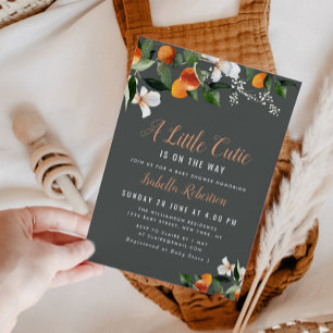 LITTLE CUTIE painted citrus oranges baby shower Invitation