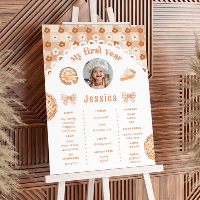 Little Cutie Pie 1st birthday photo Milestone Poster (Creator Uploaded)