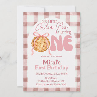 Little Cutie Pie Autumn Fall First 1st Birthday Invitation