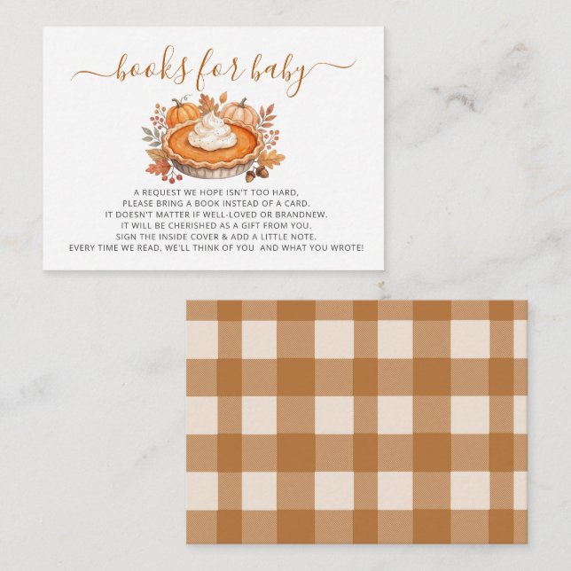 Little Cutie Pie Baby Shower Book Request  Enclosure Card (Front/Back)