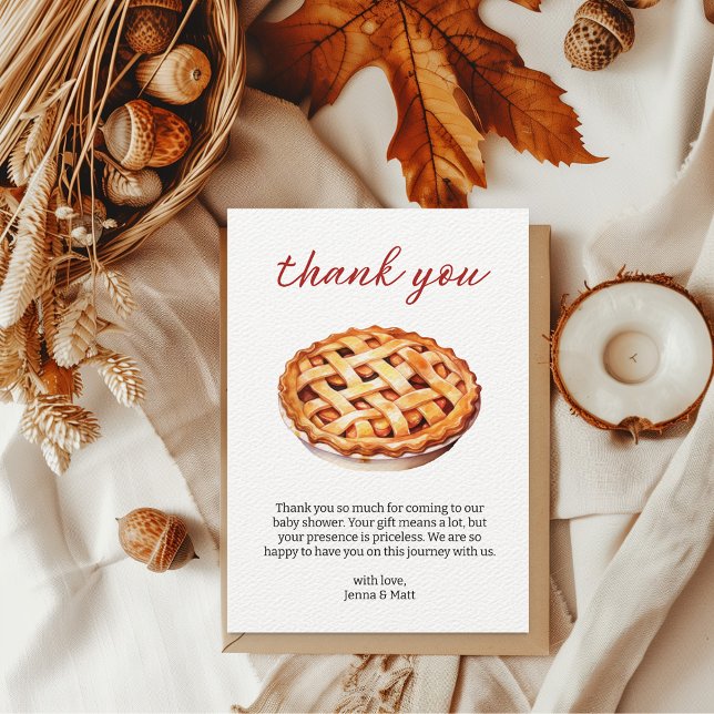 Little Cutie Pie Baby Shower Gingham Fall Thank You Card (Thank you card Cutie Pie Baby Shower)