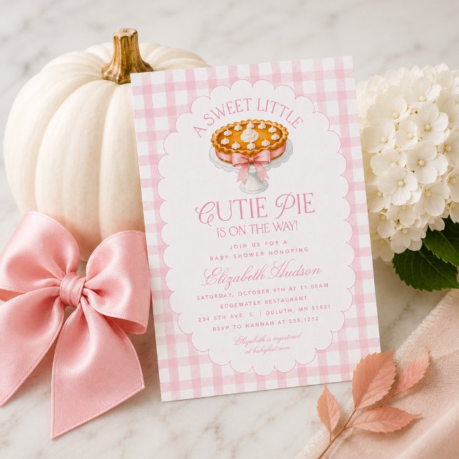 Little Cutie Pie Baby Shower Invitation (Pink Little Cutie Pie Baby Shower Invitation)