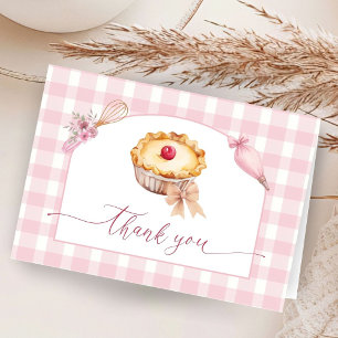 Little Cutie Pie Baby Shower Pink Folded Thank You