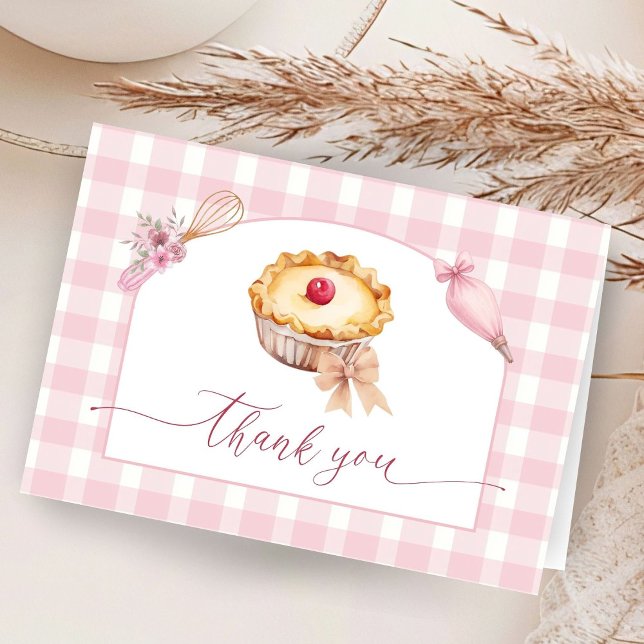 Little Cutie Pie Baby Shower Pink Folded Thank You (Creator Uploaded)