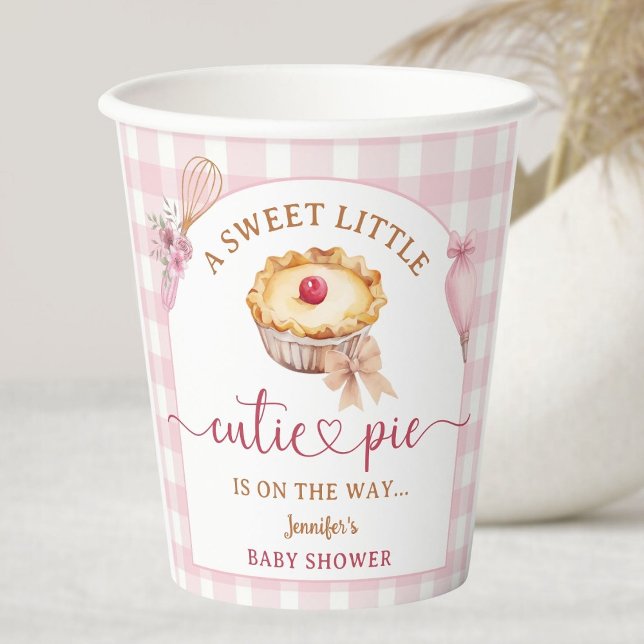 Little Cutie Pie Baby Shower Pink Girl Paper Cups (Creator Uploaded)