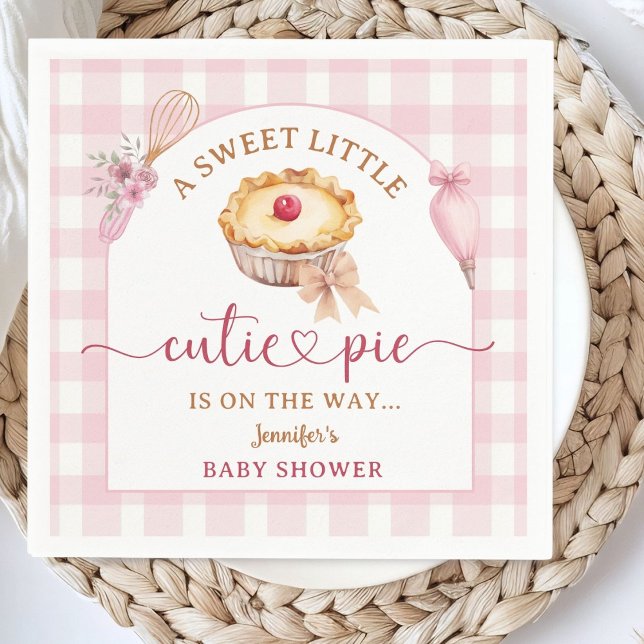 Little Cutie Pie Baby Shower Pink Paper Napkin (Creator Uploaded)