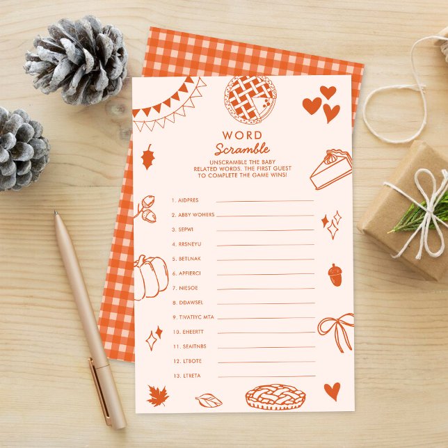 Little Cutie Pie Baby Shower Word Scramble Game (Creator Uploaded)