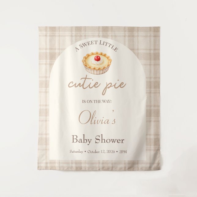 Little Cutie Pie Cherry Gingham Fall Baby Shower  Tapestry (Front)