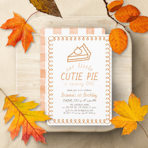 Little Cutie Pie Doodle Orange 1st Birthday Invitation