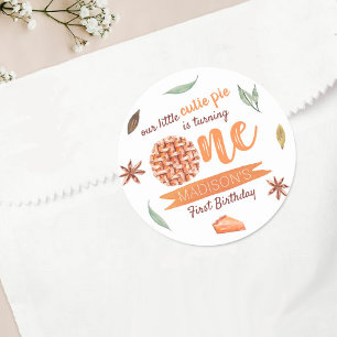 Little Cutie Pie Fall 1st Birthday Classic Round Sticker