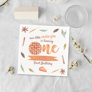 Little Cutie Pie Fall 1st Birthday Napkin