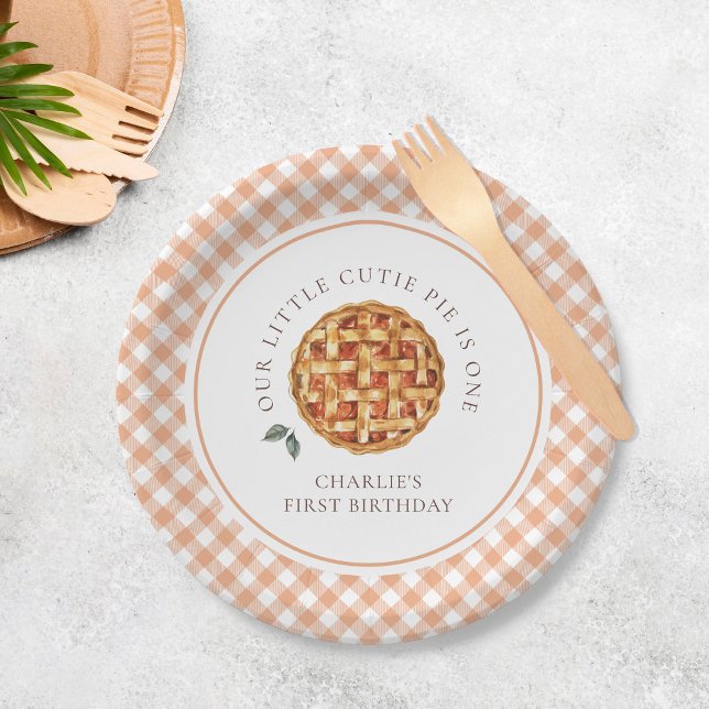 Little Cutie Pie Fall 1st Birthday Paper Plate (Creator Uploaded)