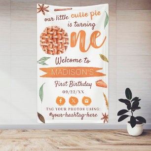 Little Cutie Pie Fall 1st Birthday Party Welcome Banner
