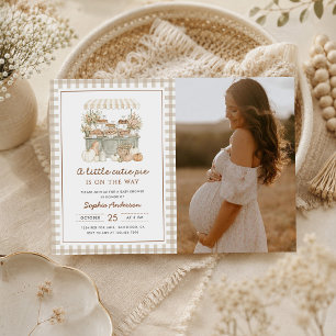 Little Cutie Pie Fall Autumn Baby Shower Photo Invitation