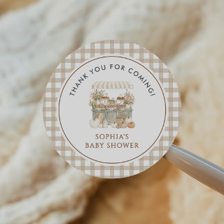 Little Cutie Pie Fall Baby Shower Classic Round Sticker