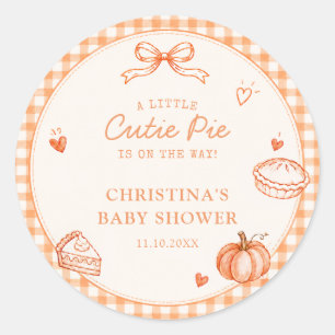 Little Cutie Pie Fall Baby Shower Classic Round Sticker