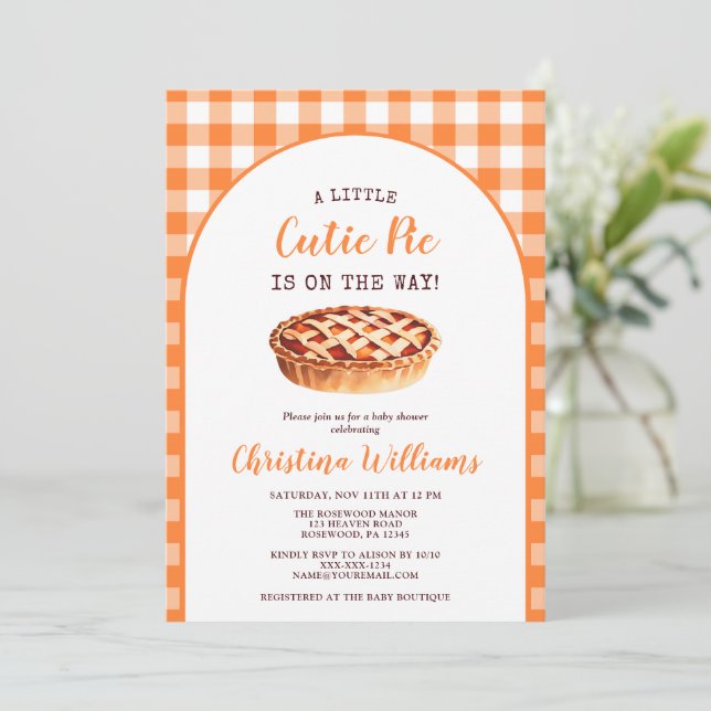 Little Cutie Pie Fall Baby Shower Invitation (Standing Front)