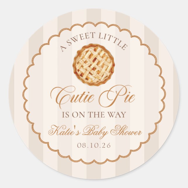 Little Cutie Pie Fall Baby Shower Sticker (Front)