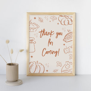 Little Cutie Pie Fall Baby Shower Thank you Sign