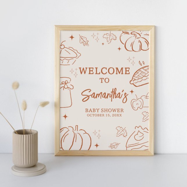 Little Cutie Pie Fall Baby Shower Welcome Sign (Little Cutie Pie Baby Shower Welcome Sign)